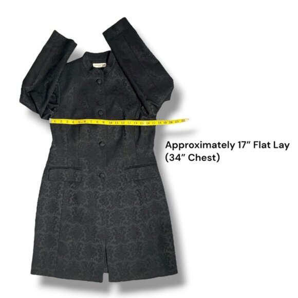 Amanda Smith Coat Dressy Elegant Jacquard Damask Brocade Black Size 6 Petite - Picture 7 of 16